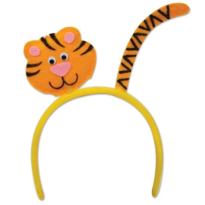 Beistle Club Pack of 12 Yellow and Orange Cute Tiger Headband Costume Accessories