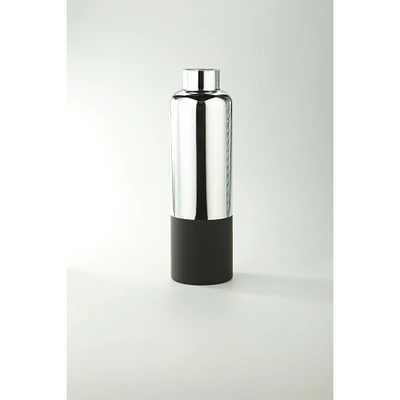 CC Home Furnishings 19.5” Metallic Silver and Black Glass Bud Vase