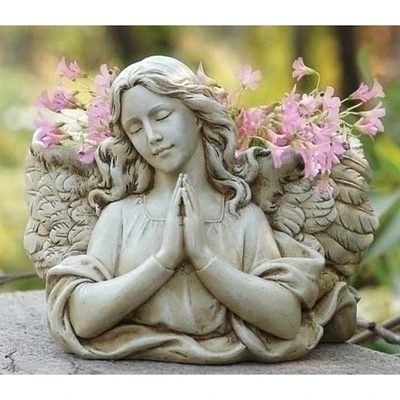 Roman 8.5" Praying Angel Wing Outdoor Garden Planter Statue