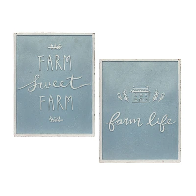 Melrose Set of 2 "Farm Sweet Farm" and "Farm Life" Wall Signs 18"