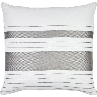 Signature Home Collection 22" Gray and White Striped Square Outdoor Patio Throw Pillow