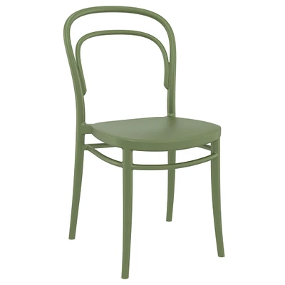 Luxury Commercial Living 33.5" Olive Green Patio Armless Stackable Dining Chair