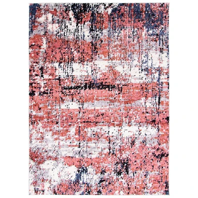 Chaudhary Living 5.25' x 7.25' Pink and Gray Abstract Rectangular Area Throw Rug