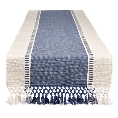 Contemporary Home Living 13" x 72" and White Dobby Striped Rectangular Table Runner