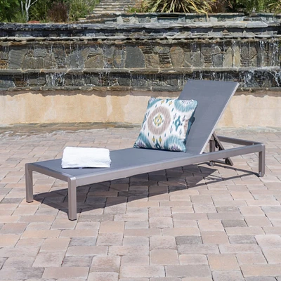 GDFStudio Coral Bay Dark Gray Outdoor Mesh Chaise Lounge