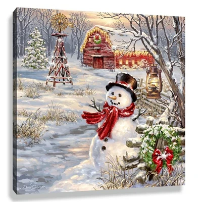 Glow Decor White and Red Winter Windmill Pizazz Print Framed Christmas Wall Decor 10" x 10"