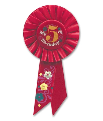 Beistle Pack of 6 Red "My 5th Birthday" Party Rosette Ribbons 6.5"