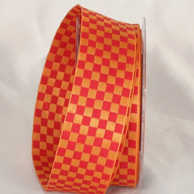 The Ribbon People Orange and Red Checkered Wired Craft Ribbon 1.5" x 54 Yards