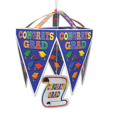 Beistle Club Pack of 12 "Congrats Grad" Diploma Graduation Pennant Chandelier Decorations 17.5"