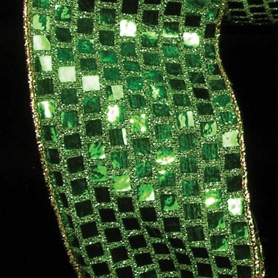 The Ribbon People Emerald Green Mirrored Wire Edged Craft Ribbon 6" x 20 Yards