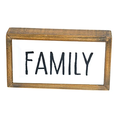 Creative Design 6.75" White and Brown "Family" Antique Rectangular Wall Sign