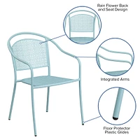 Emma and Oliver Commercial Grade Colorful Metal Patio Arm Chair with Round Back