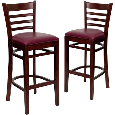 Emma and Oliver Bar Stools | Set of 2 Wood Bar Stools with Back