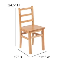 Emma and Oliver Kids Natural Solid Wood Table and Chair Set for Classroom, Playroom, Kitchen