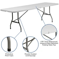 Emma and Oliver 30"W x 96"L Bi-Fold Plastic Event/Training Folding Table Set with 10 Folding Chairs