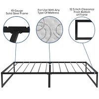 Merrick Lane Varallo 14 Inch Steel Bed Frame With Steel Slat Support For Any Mattress (No Box Spring Required)