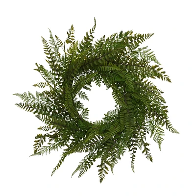 Contemporary Home Living Fern Twig Round Artificial Wreath, Green 26-Inch