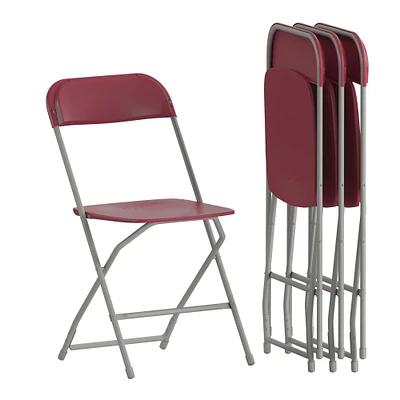 Emma and Oliver Plastic Folding Chair - 4 Pack 650LB Weight Capacity