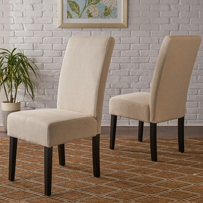 GDF Studio Araducan Beige Fabric Dining Chair (Set of 2)