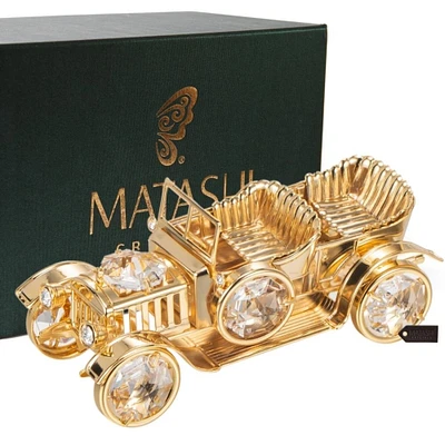 Matashi 24K Gold Plated Crystal Studded Vintage Car Ornament by