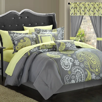 Chic Home Olivia 20-Piece Paisley Print Reversible Complete Bed In A Bag Comforter Set