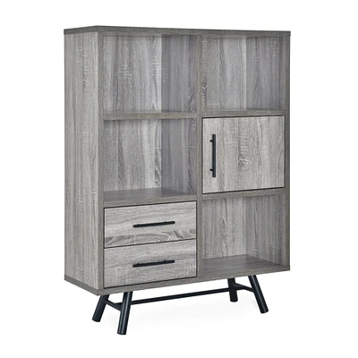 GDFStudio Bokchito Modern Industrial 6 Shelf Multi-Functional Cabinet