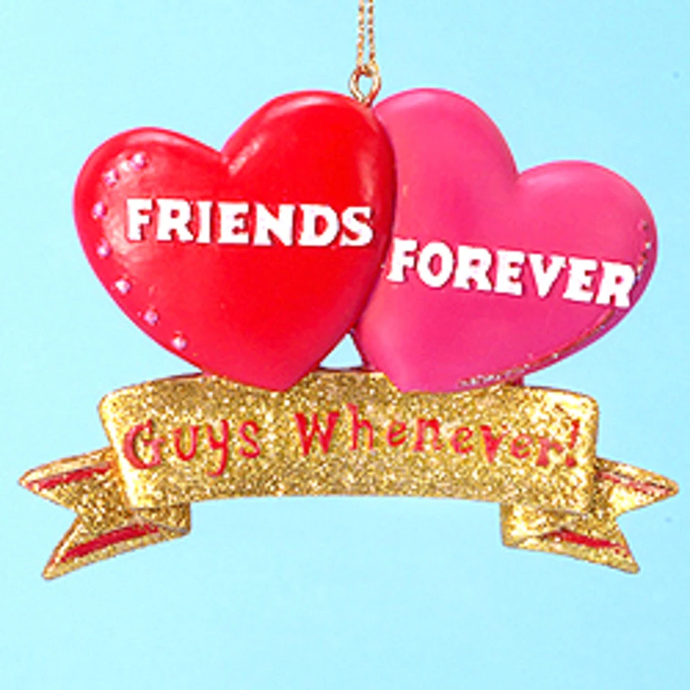 Kurt Adler 3.5" Friends Forever, Guys Whenever! Hearts Ornament