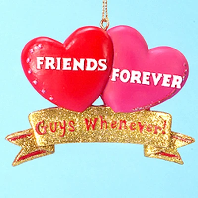 Kurt Adler 3.5" Friends Forever, Guys Whenever! Hearts Ornament