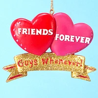 Kurt Adler 3.5" Friends Forever, Guys Whenever! Hearts Ornament