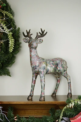 Gallerie II 20" Victorian Holly Berry Decoupage Reindeer Tabletop Decor