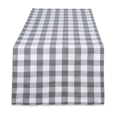 Contemporary Home Living 72" Charcoal Gray and White Checkered Rectangular Table Runner