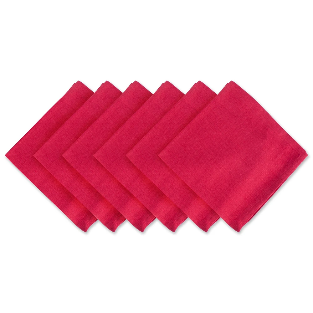 CC Home Furnishings Set of 6 Cardinal Red Square Cloth Napkins 20"