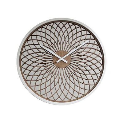 Hermle 20" Brown and White Floral Round Wall Clock