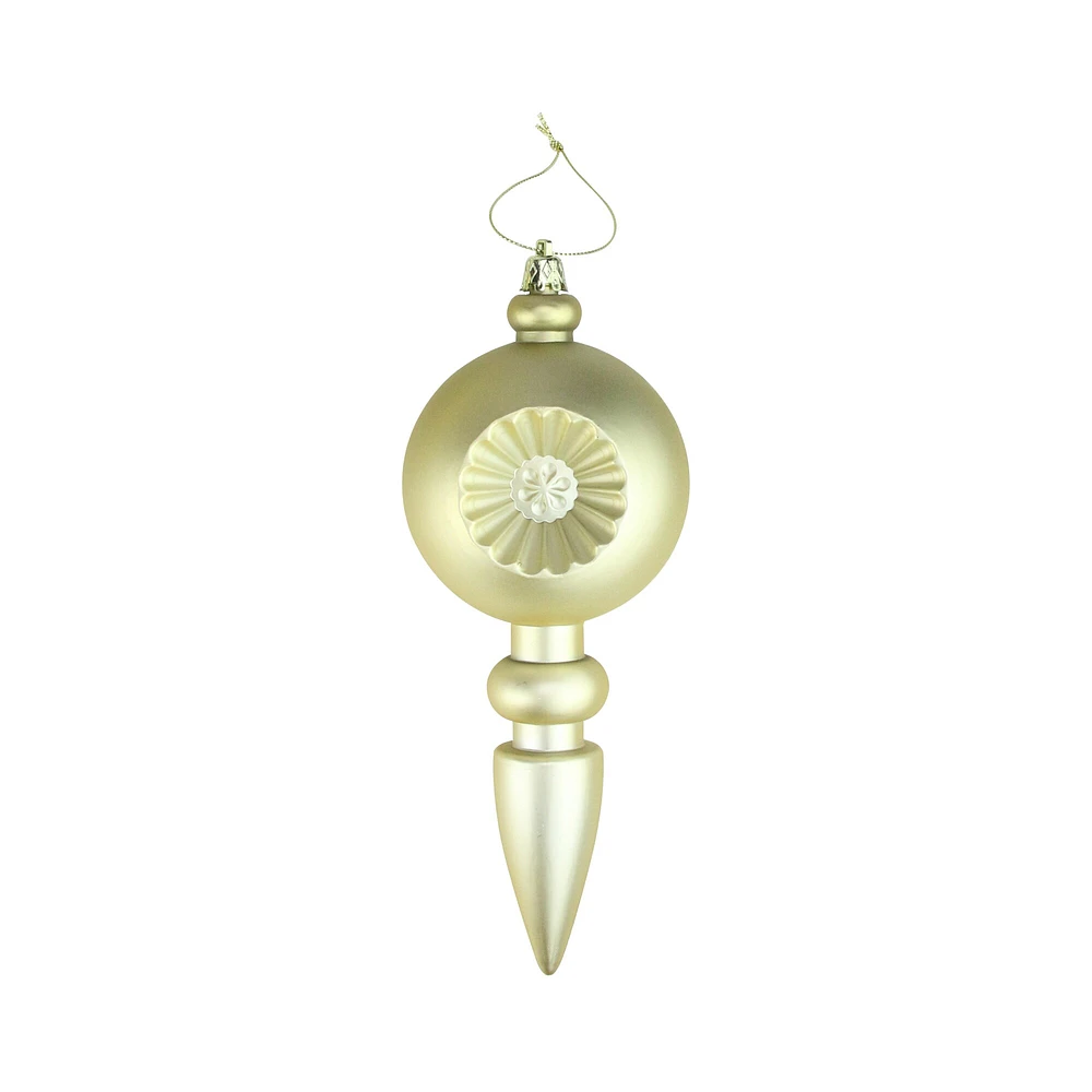 DAK 4ct Matte Gold Retro Reflector Shatterproof Christmas Finial Ornaments 7.5"