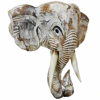 Stoneage Arts Inc 14" Rustic White and Ivory Handcrafted Unique Elephant Mask Decor