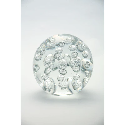 CC Home Furnishings 5.5" Clear Round Bubbled Hand Blown Glass Paperweight Ball