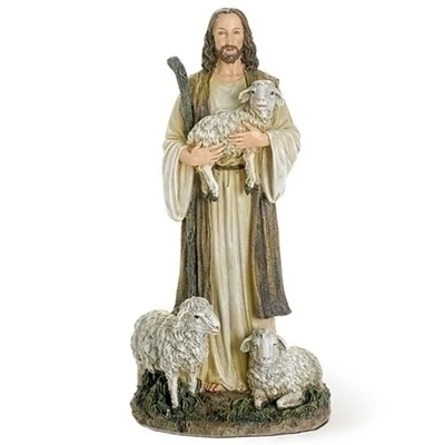 Roman 12" White and Brown Good Shepherd Religious Tabletop Figurine