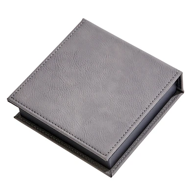 Contemporary Home Living 4.75" Gray Leatherette Square Box