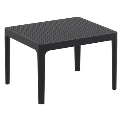 Luxury Commercial Living 23.5" Black Rectangular Outdoor Patio Side Table