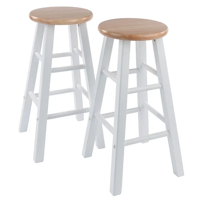 Contemporary Home Living Set of 2 Brown and White Contemporary Counter Stools 23.75"