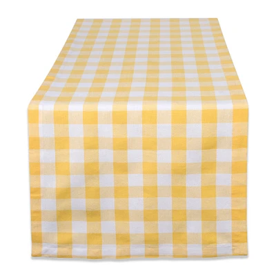 Contemporary Home Living 72" Yellow and White Checkered Rectangular Table Runner