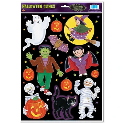 Beistle Club Pack of 144 Halloween Characters and Pumpkins Window Clings