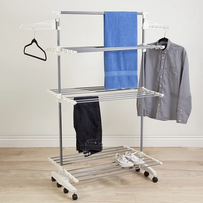 Everyday Home   Rolling Stainless Steel Drying Rack Over 8 Transitions