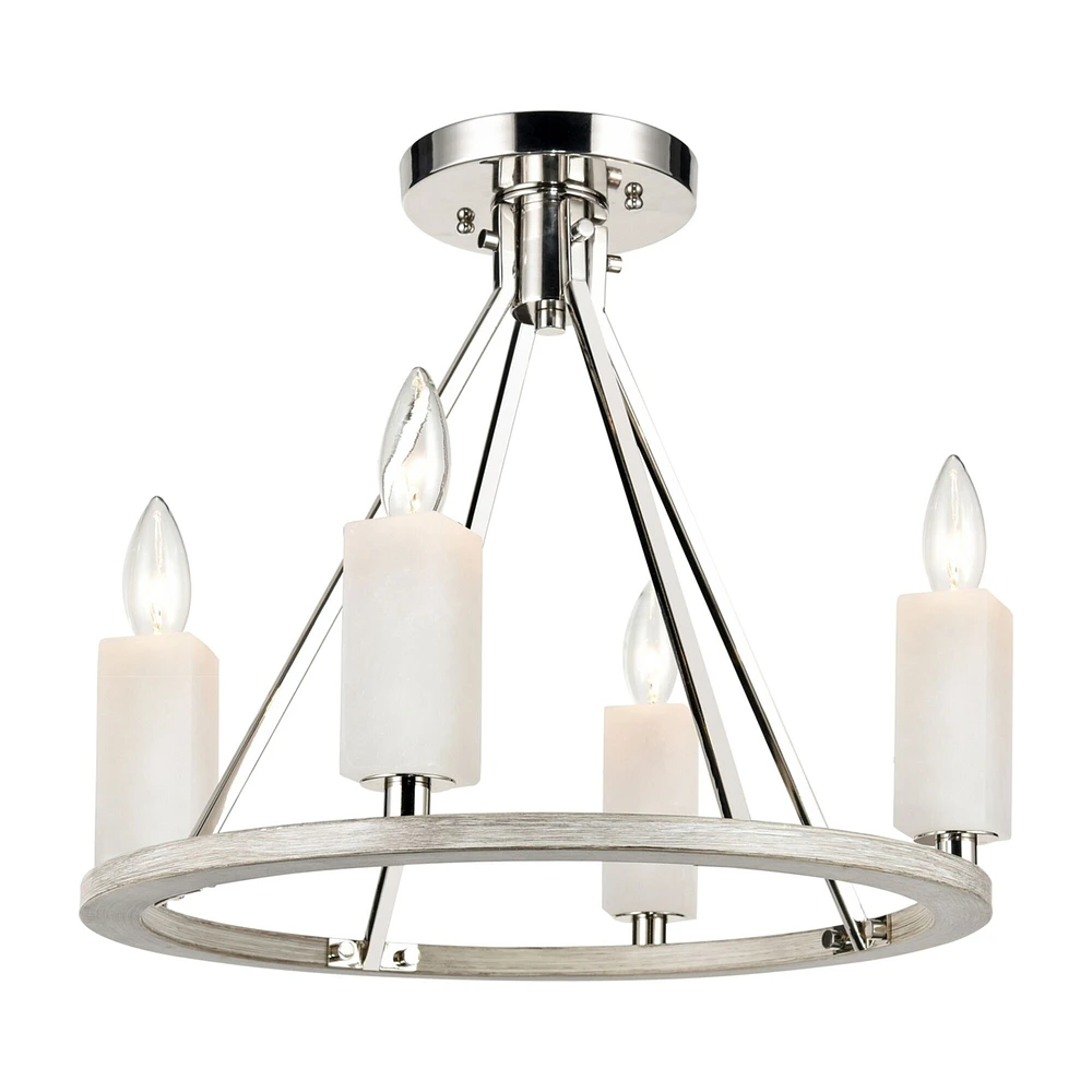 Elk Showroom White Stone 18 Wide 4-Light Semi Flush Mount - Polished Nickel