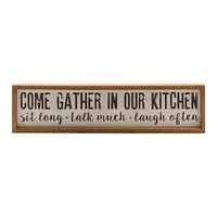 Creative Design 24" White and Black Rectangular Distressed "Come Gather" Wall Sign