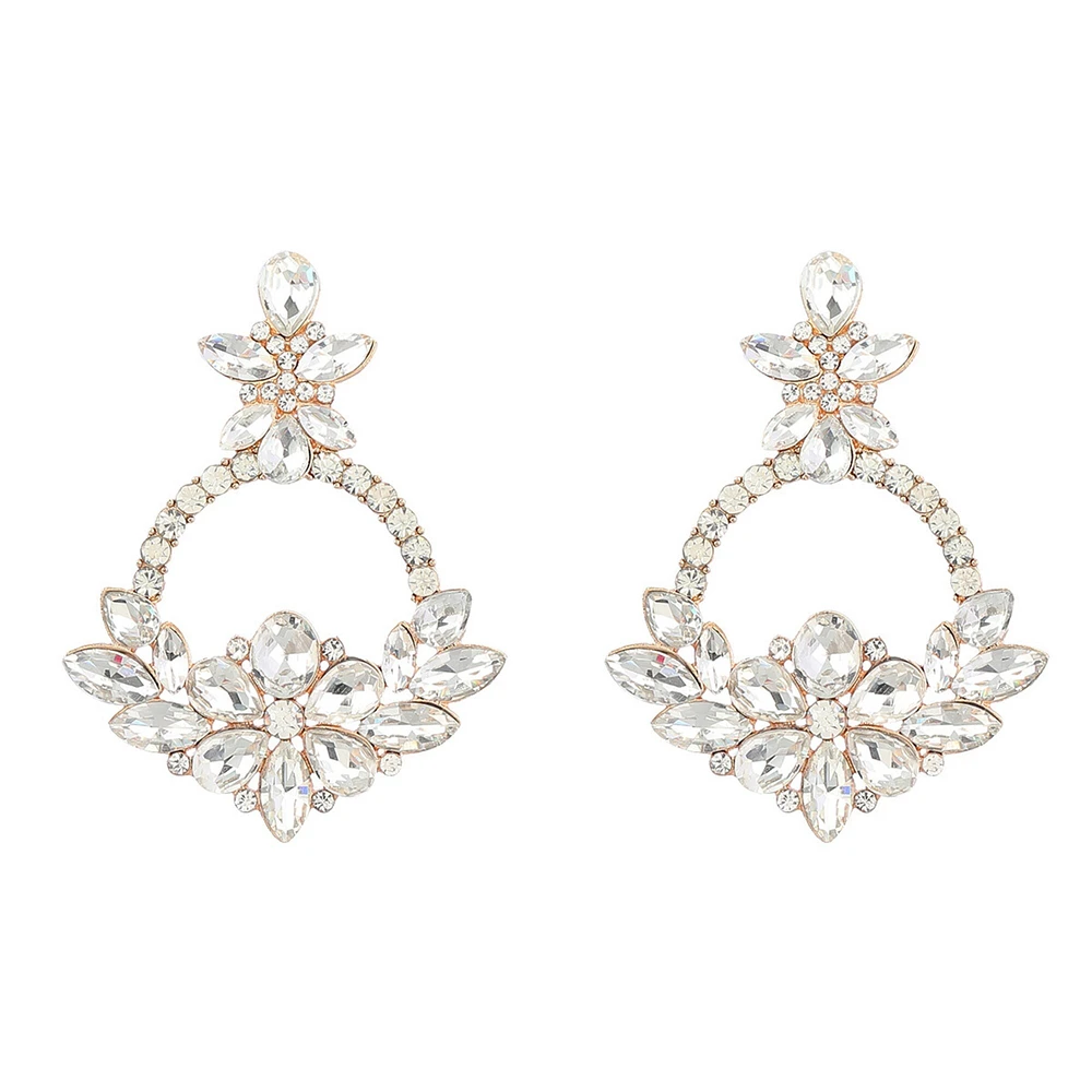 Alloy Diamond Rhinestone Floral Earrings