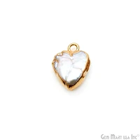 Pearl Gold Electroplated Pendant, 12mm Heart Shape Pearl Connector, Necklace Pendant, DIY Bracelet Charm, GemMartUSA (PER-10071)
