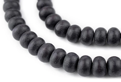 TheBeadChest Dark Grey Abacus Natural Wood Beads (8x12mm): Organic Eco-Friendly Wooden Bead Strand for DIY Jewelry, Crafts, Necklace and Bracelet Making