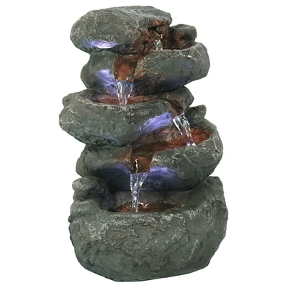 Sunnydaze Stacked Rocks Polyresin Indoor Water Fountain with LED - 10.5 in by