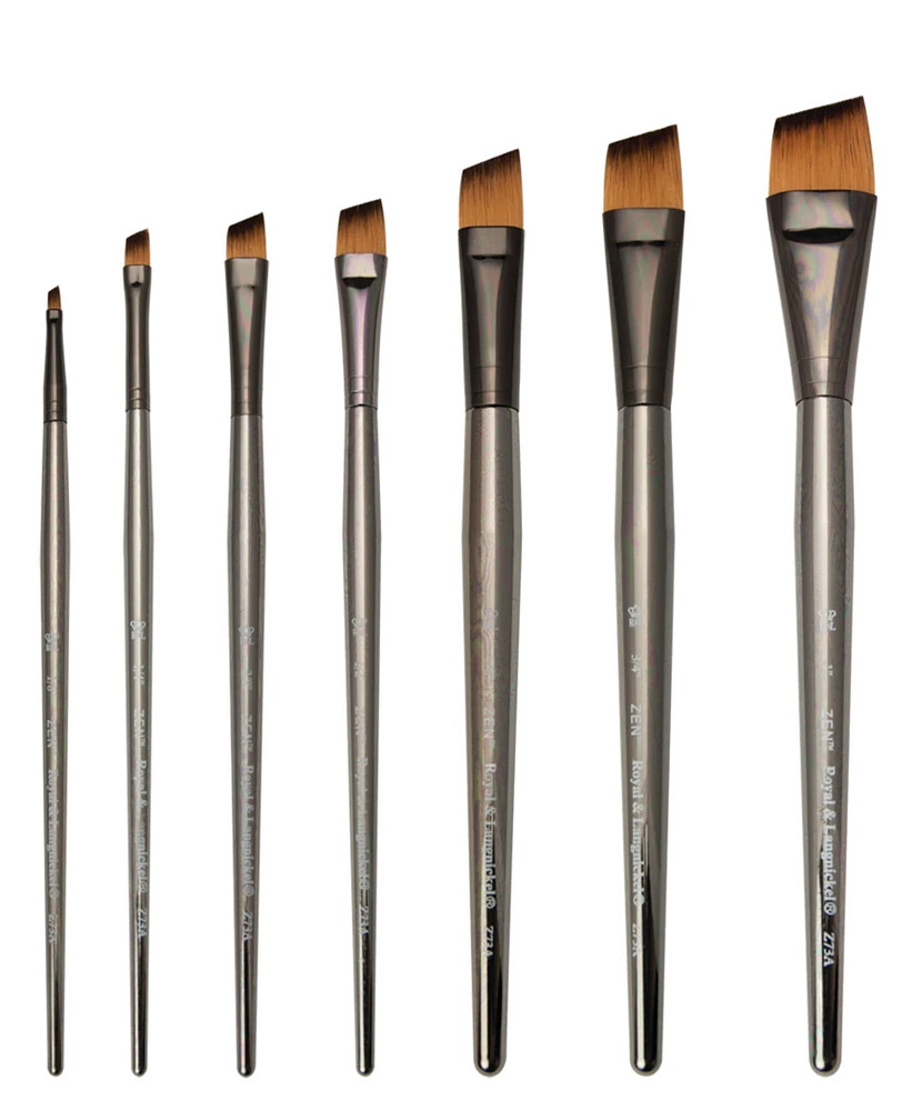 Royal Brush Zen Series 73 Synthetic All Media Short Handle Brush, Angle Shader, 1